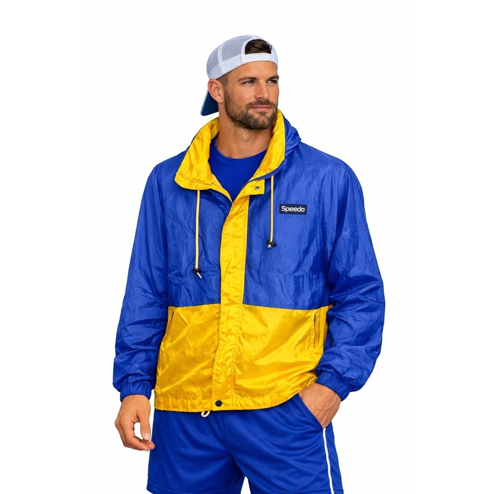 Vintage Men's Blue Yellow Windbreaker